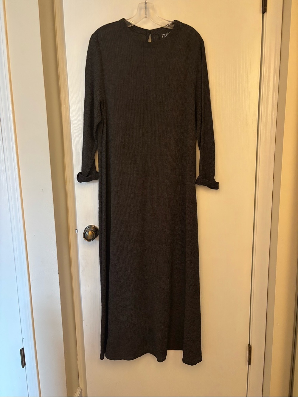 Eileen Fischer Long Sleeve Midi Dress in Charcoal Gray